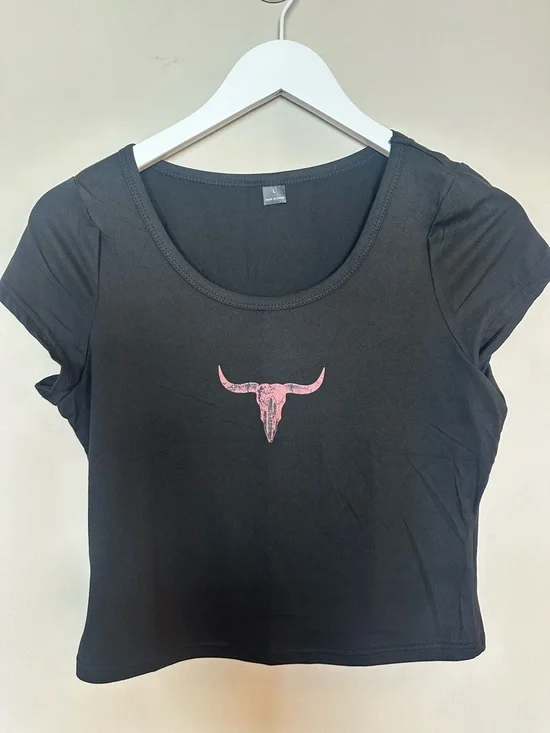 SHEIN Black, White & Brown Western Graphic Crop Tank Tops - Picture 2 of 7